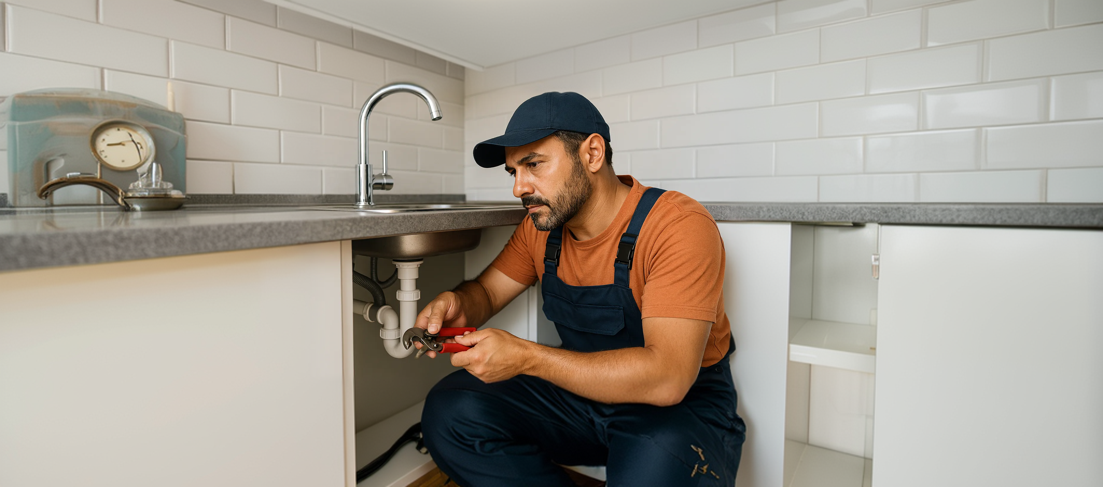 Kitchen sink and pipe installation